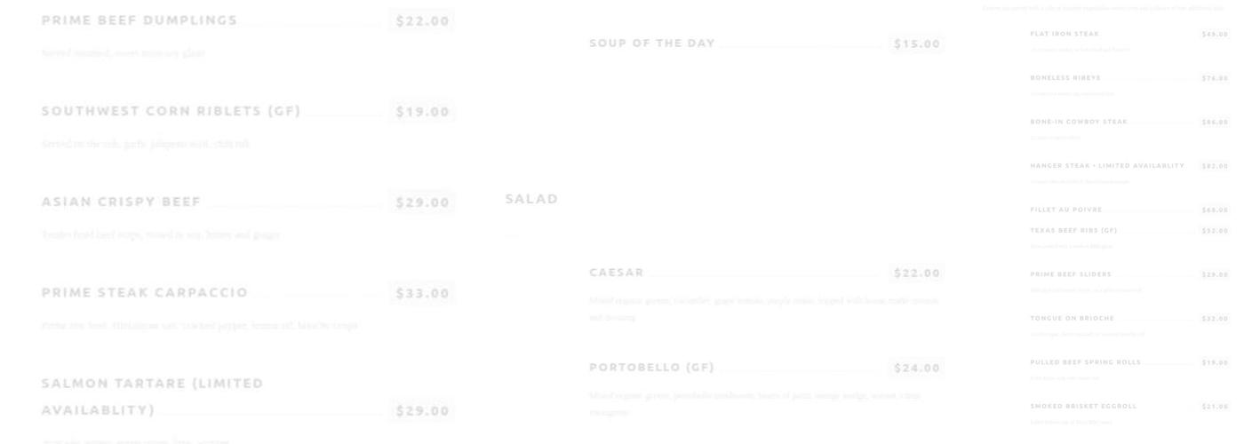 Entreé Menu
