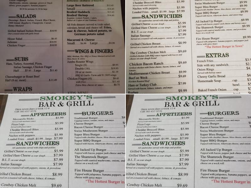Smokey's Bar & Grill Menu