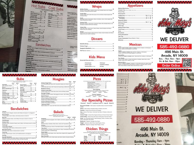 John & Mary's Menu