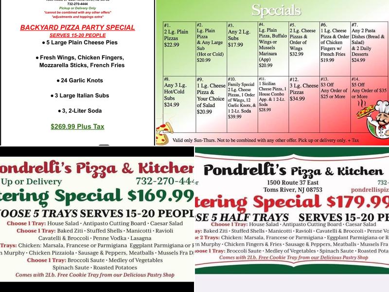 Pondrelli's Pizza And Kitchen Menu
