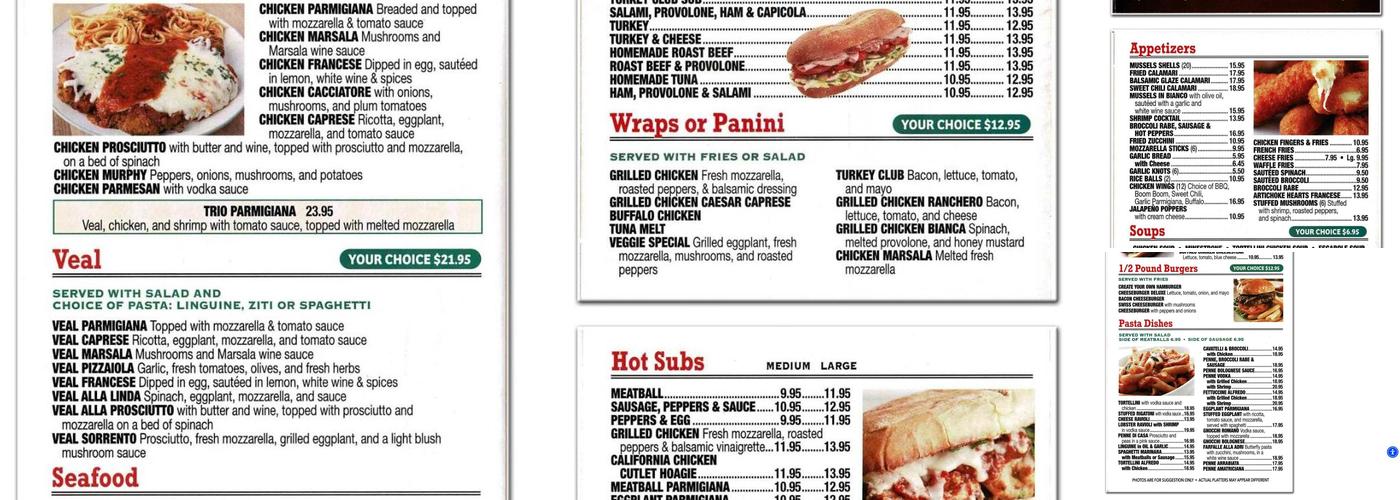 Linda's Pizza Menu