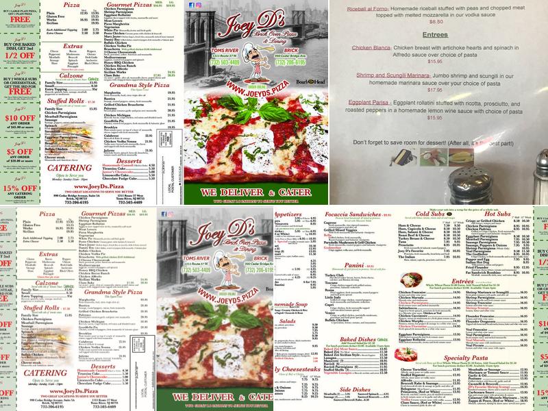 Joey D's Pizza Menu