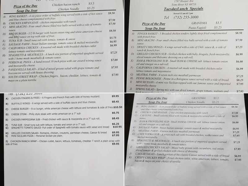 Cuzzins Pizzeria & Restaurant Menu