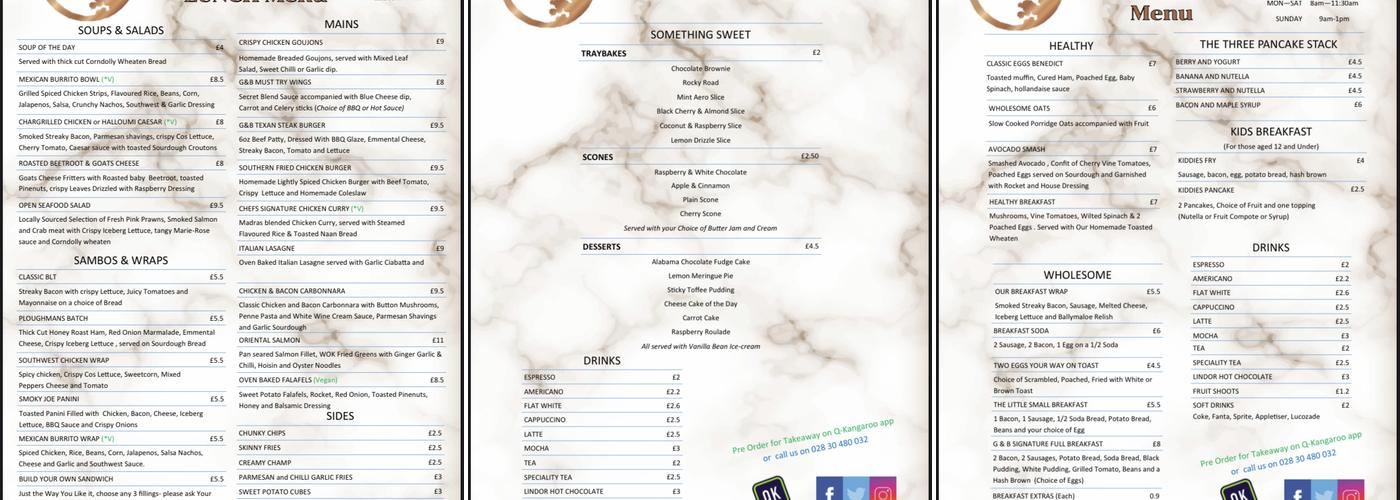 Gather and Brew Menu