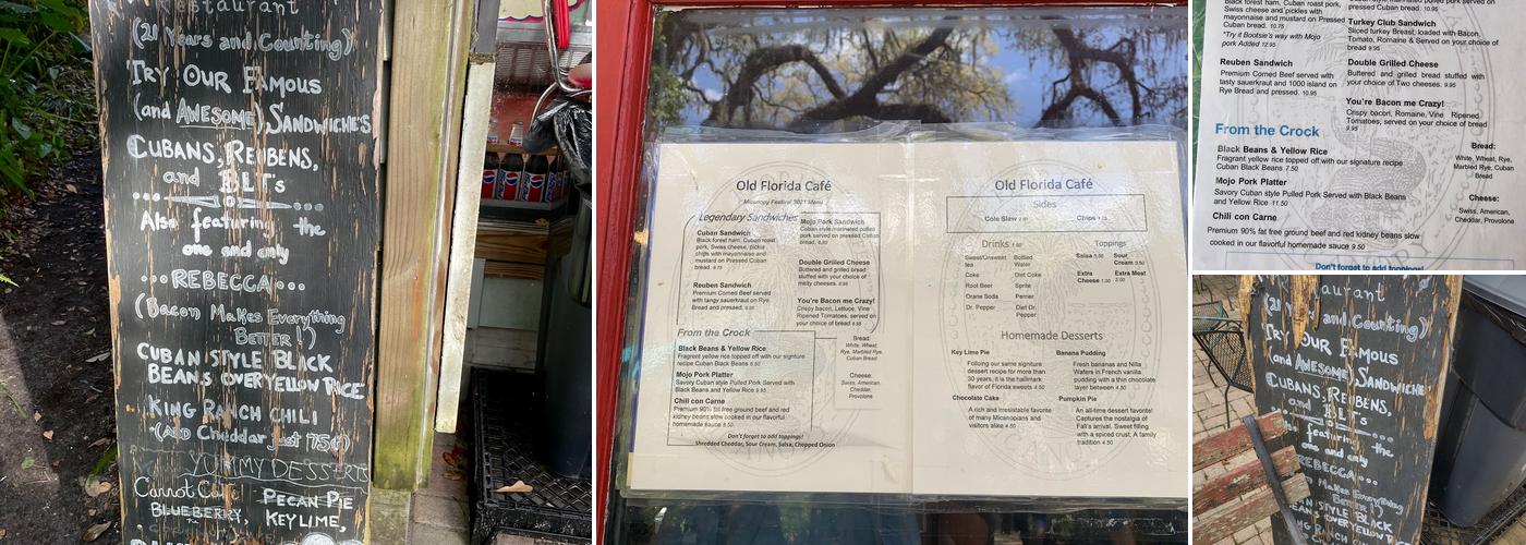 Old Florida Cafe Menu