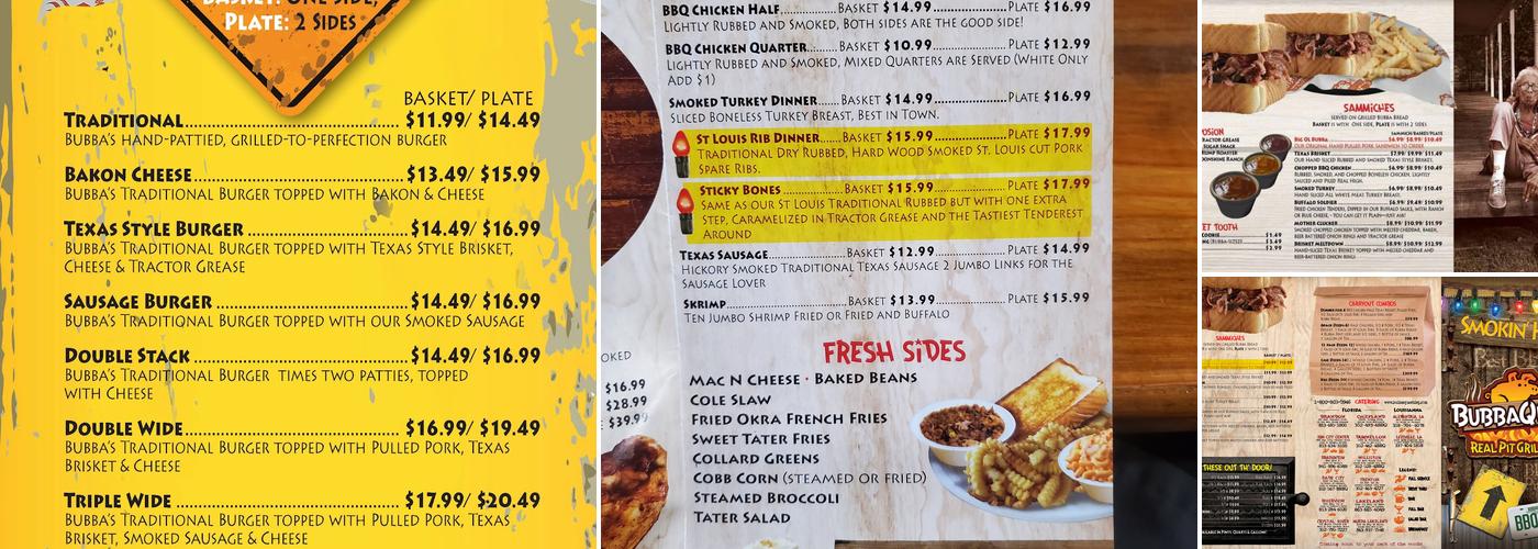 BubbaQue's BBQ - Williston Menu