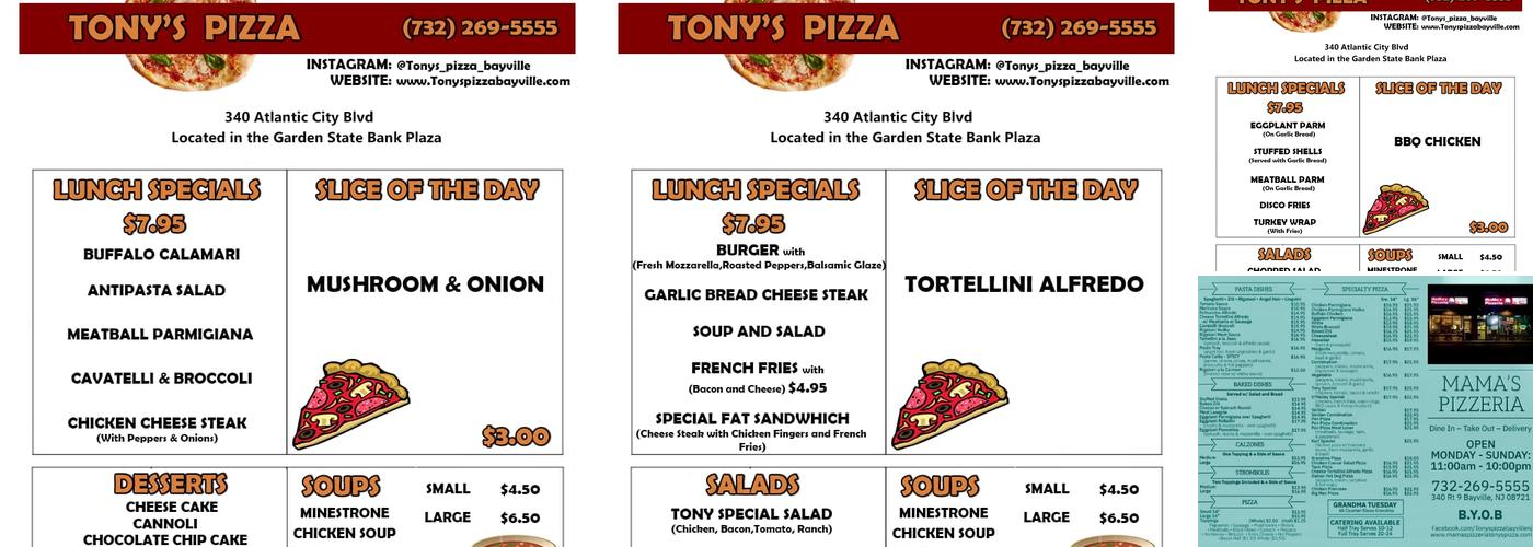 Mama's Pizzeria/Tony's Pizza Menu