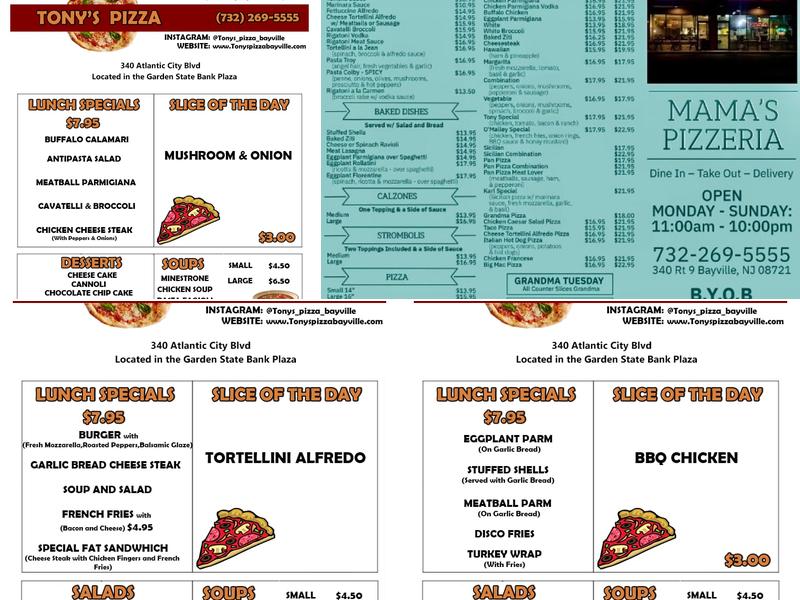 Mama's Pizzeria/Tony's Pizza Menu