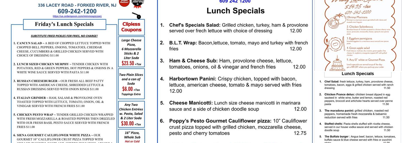 Mimmo's Pizza Menu