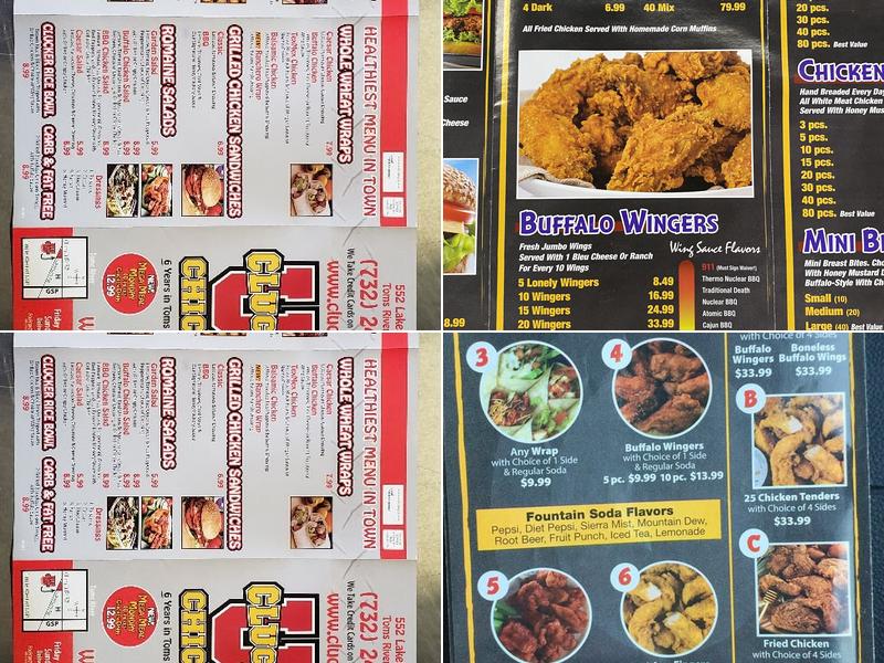 Cluck U Chicken Toms River NJ Menu