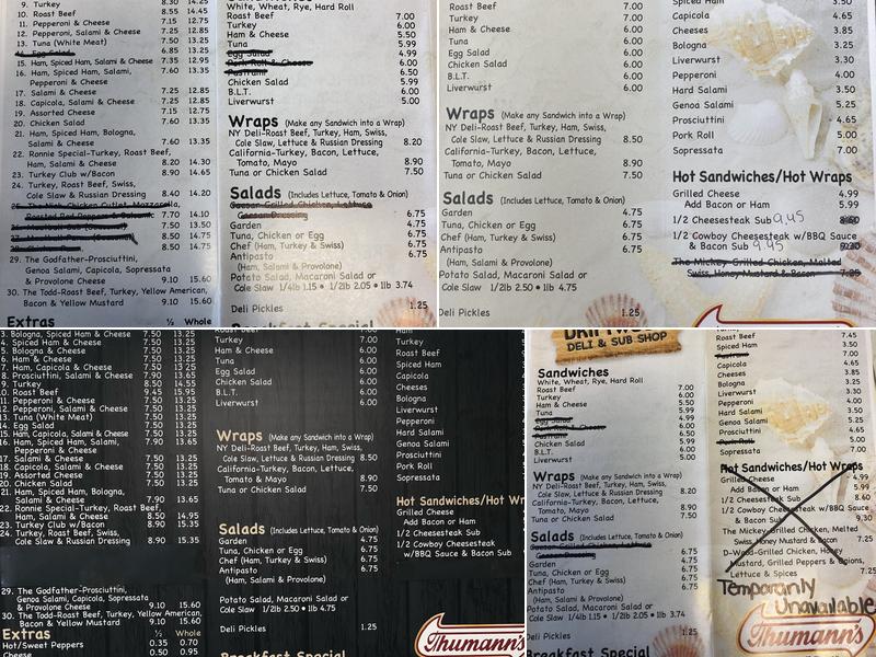 Driftwood Deli & Sub Shop Menu