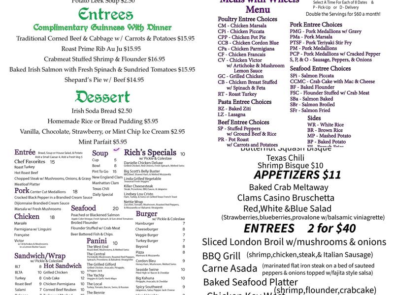 Corner Deli Cafe Island Heights Menu
