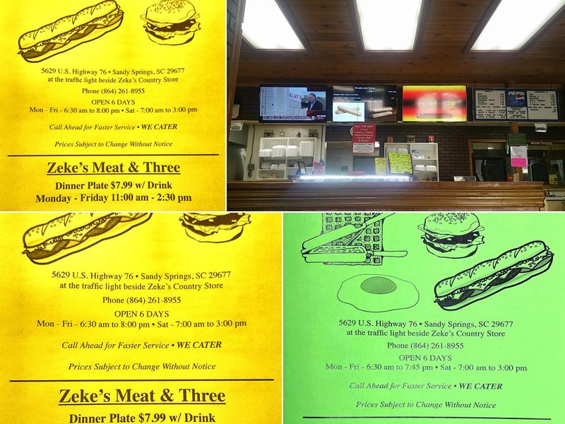 Zeke's Grill and Sub Menu