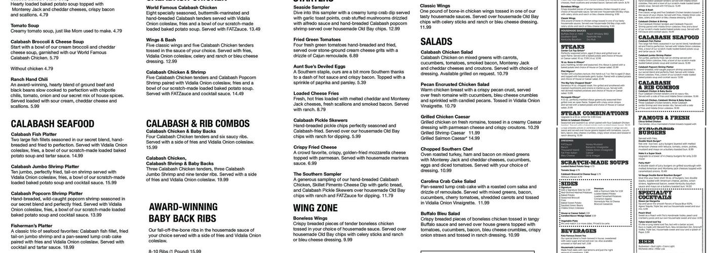 Fatz Cafe Menu