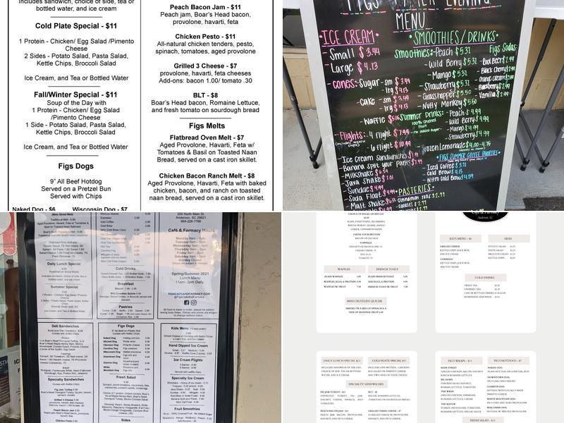 Figs Cafe & Farmacy Menu