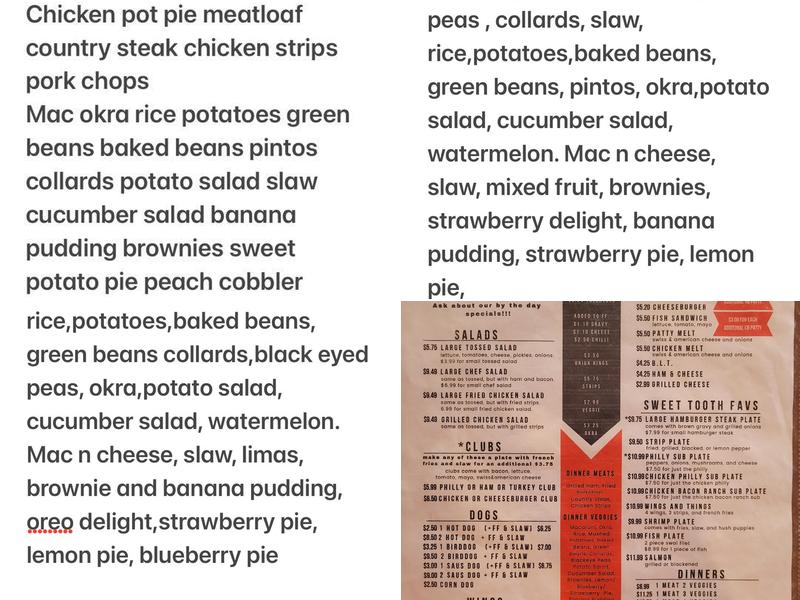 Sweet Tooth Cafe Menu