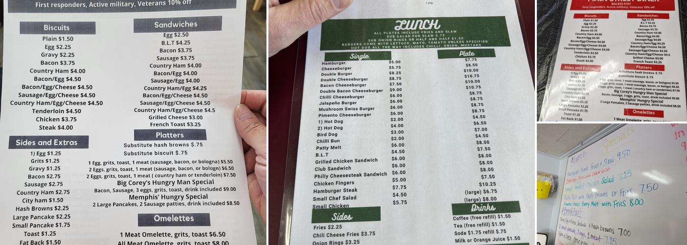 Main Street Cafe Menu