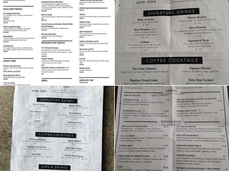 313 Cafe Menu