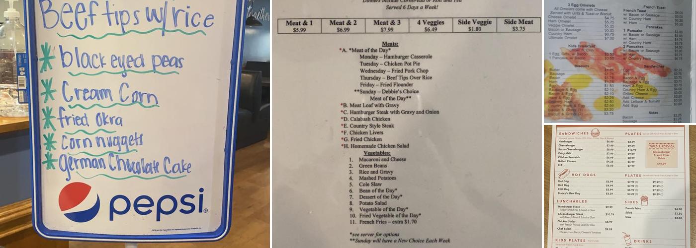 Chris and Yank's Place Menu