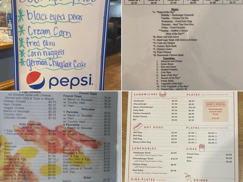 Chris and Yank's Place Menu