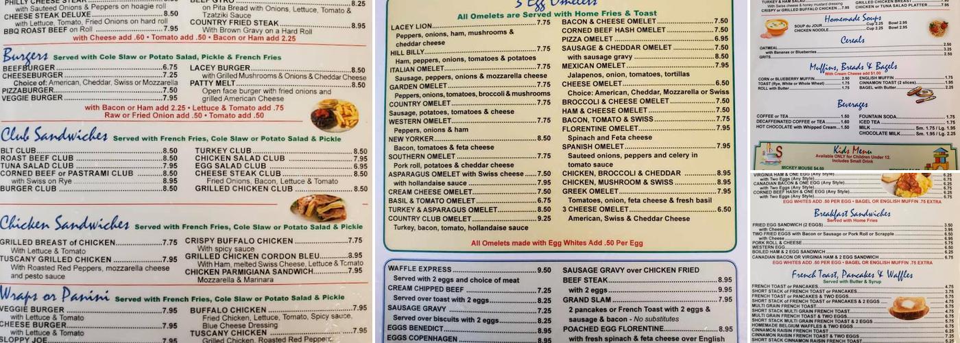 Lacey Diner Menu