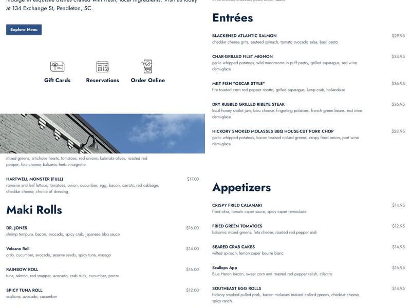 Blue Heron Restaurant Menu