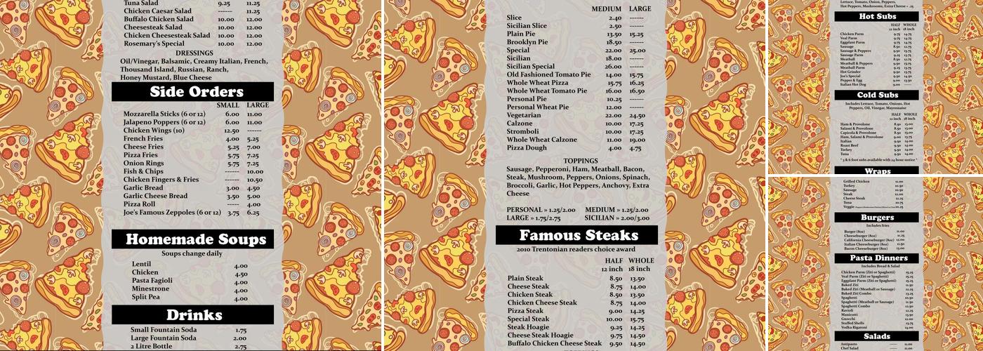 Vincent's Pizza Menu