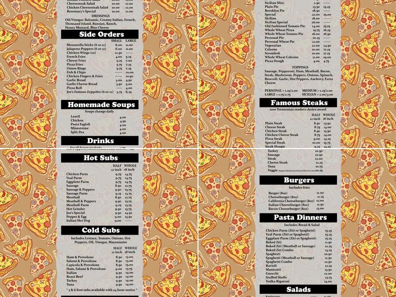 Vincent's Pizza Menu
