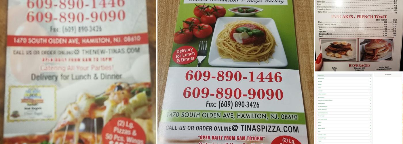 Tina's Pizza Menu