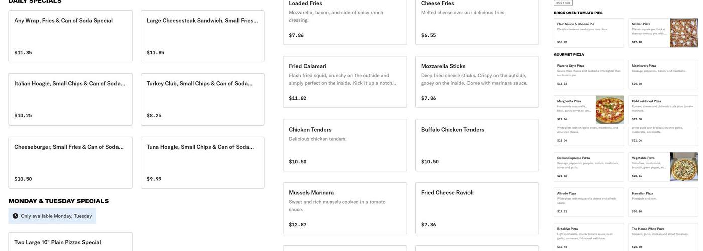 Camila's Kitchen Menu