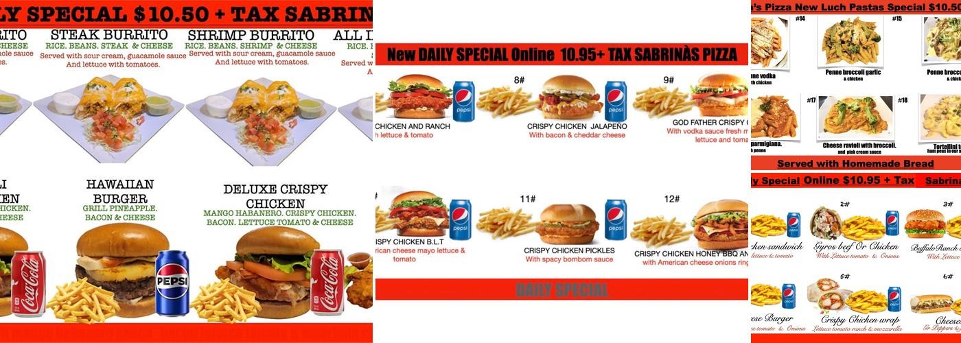 Sabrina's Pizza & Restaurant Menu
