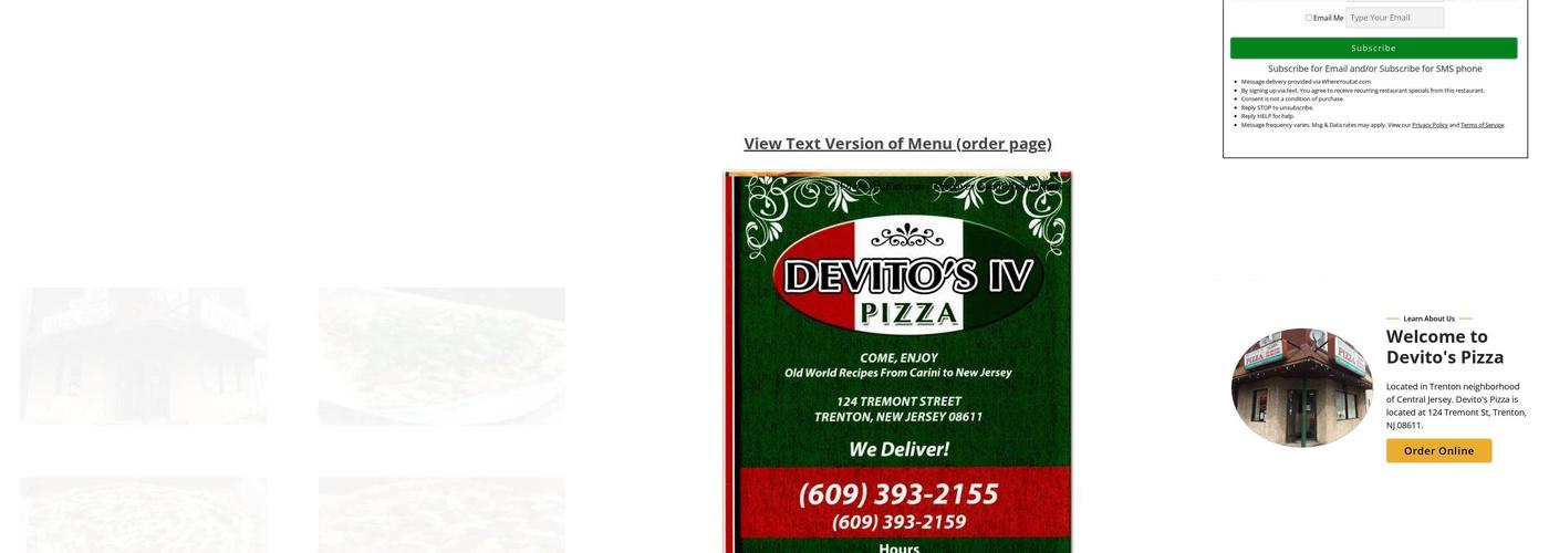 Devito's Pizza IV Menu