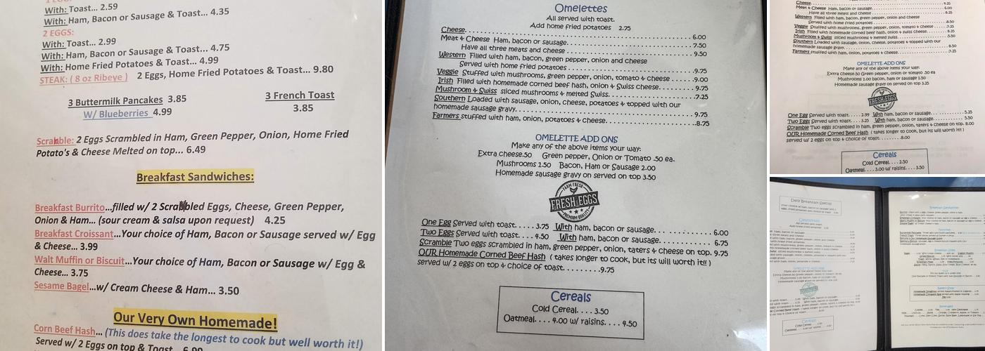 Walt's Restaurant Menu