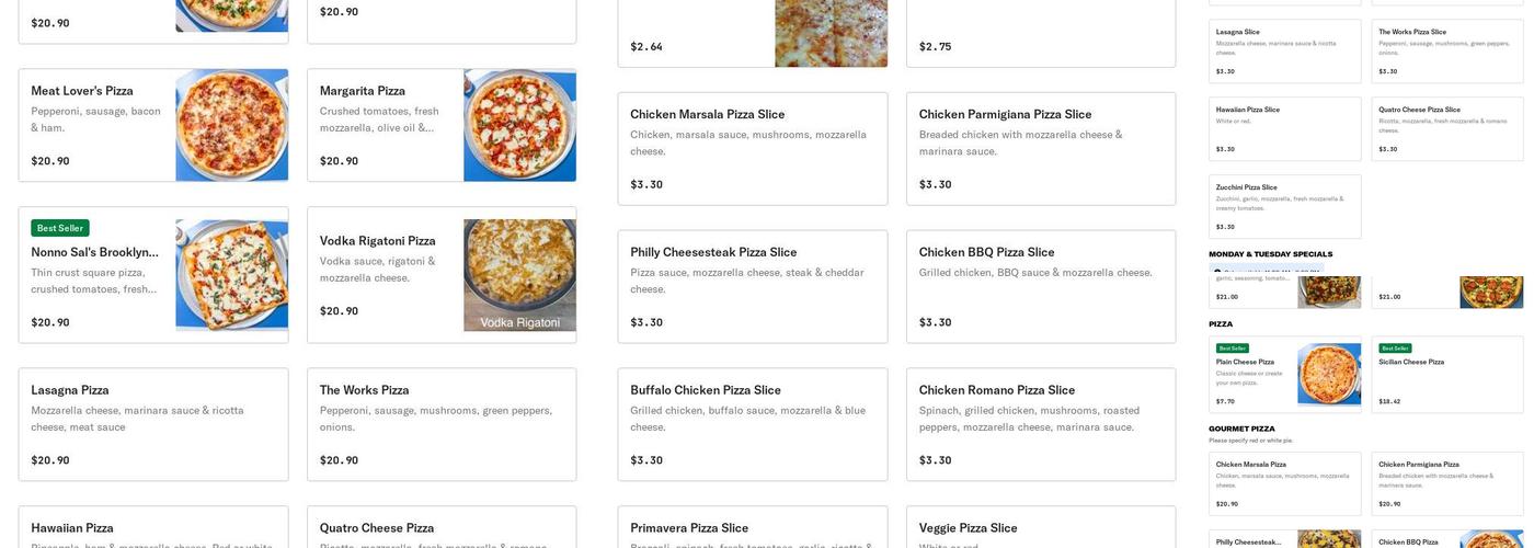 Nonno Sals Menu
