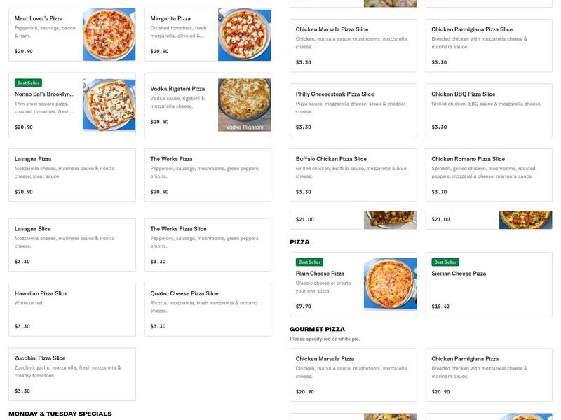 Nonno Sals Menu