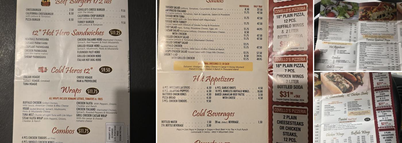 Covello's Pizza Menu