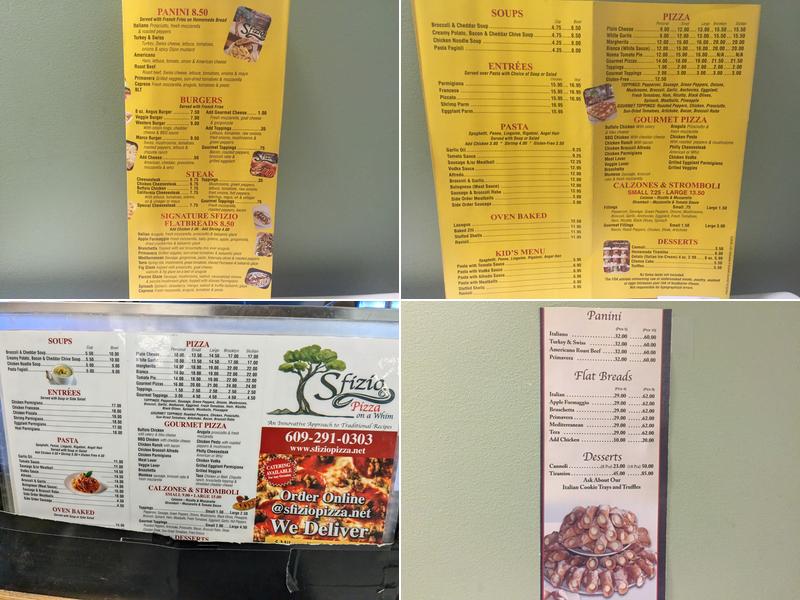 Sfizio Pizza Menu