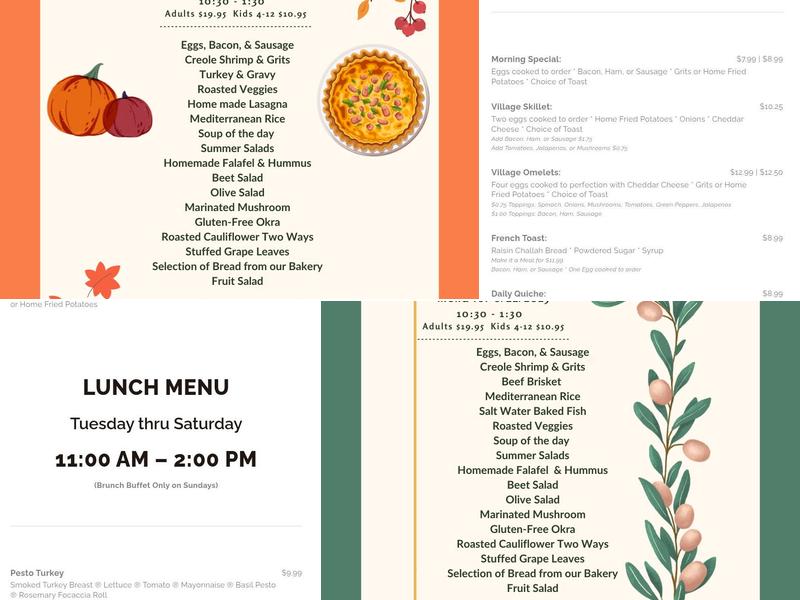 The Village Bakery & Cafe Menu