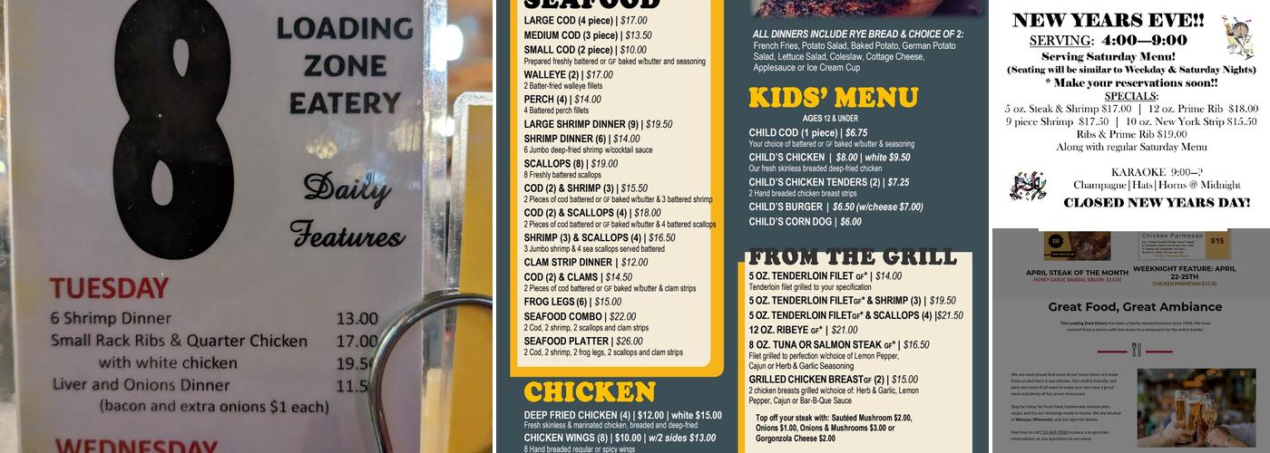 Loading Zone Eatery Menu