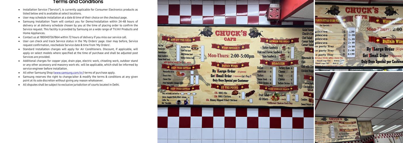 Chuck's Cafe Menu
