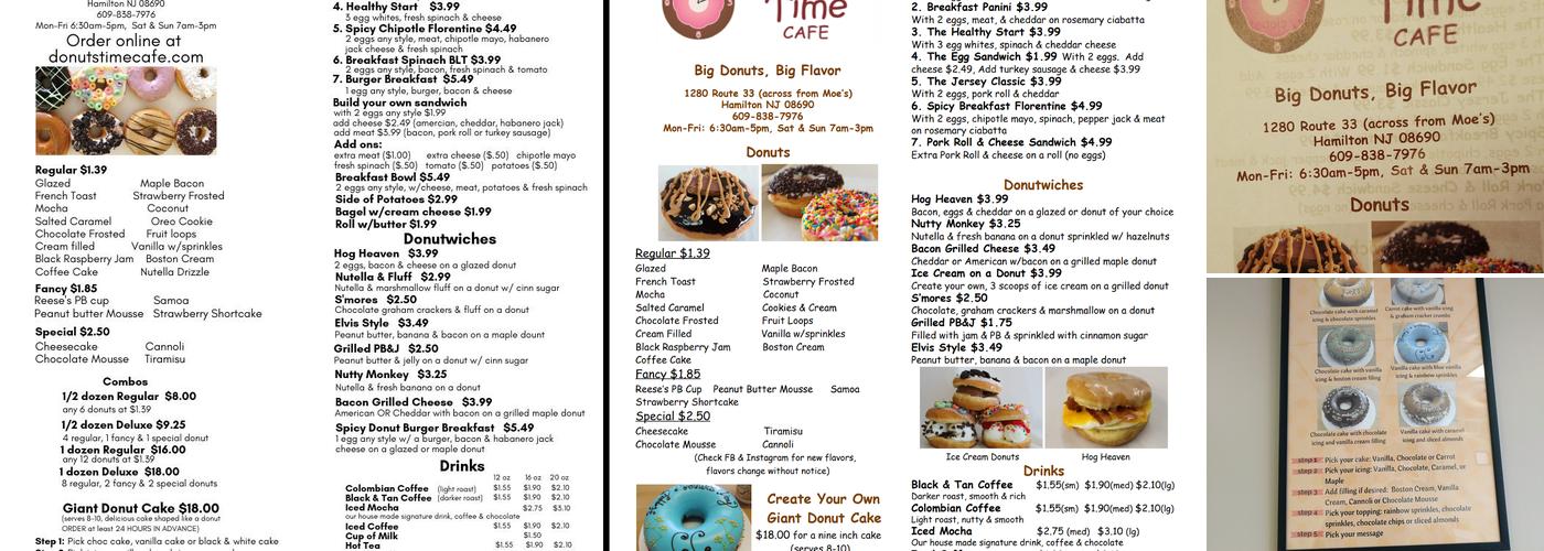 Donuts Time Cafe Menu