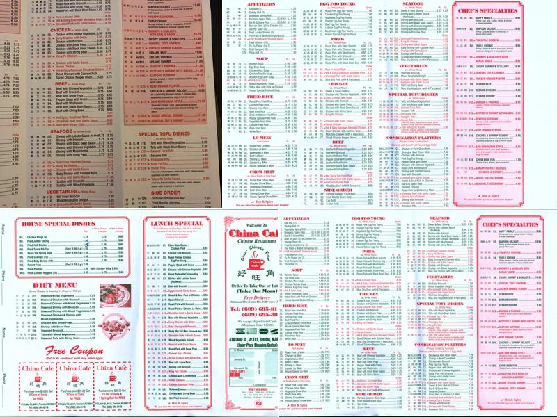 China Cafe Menu