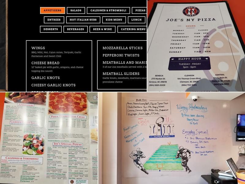 Joe's New York Pizza Menu