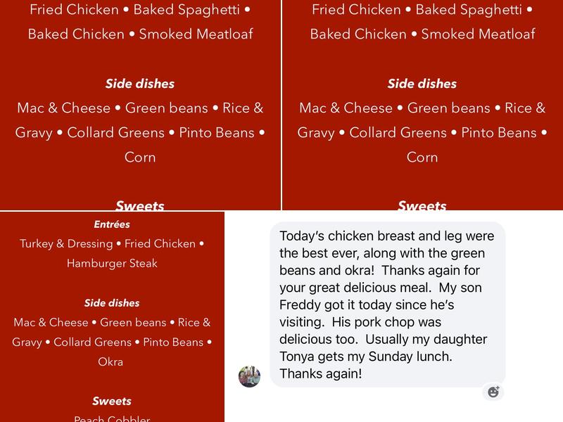 Sunday's Restaurant Menu