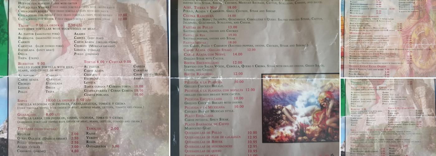El Potrillo Menu