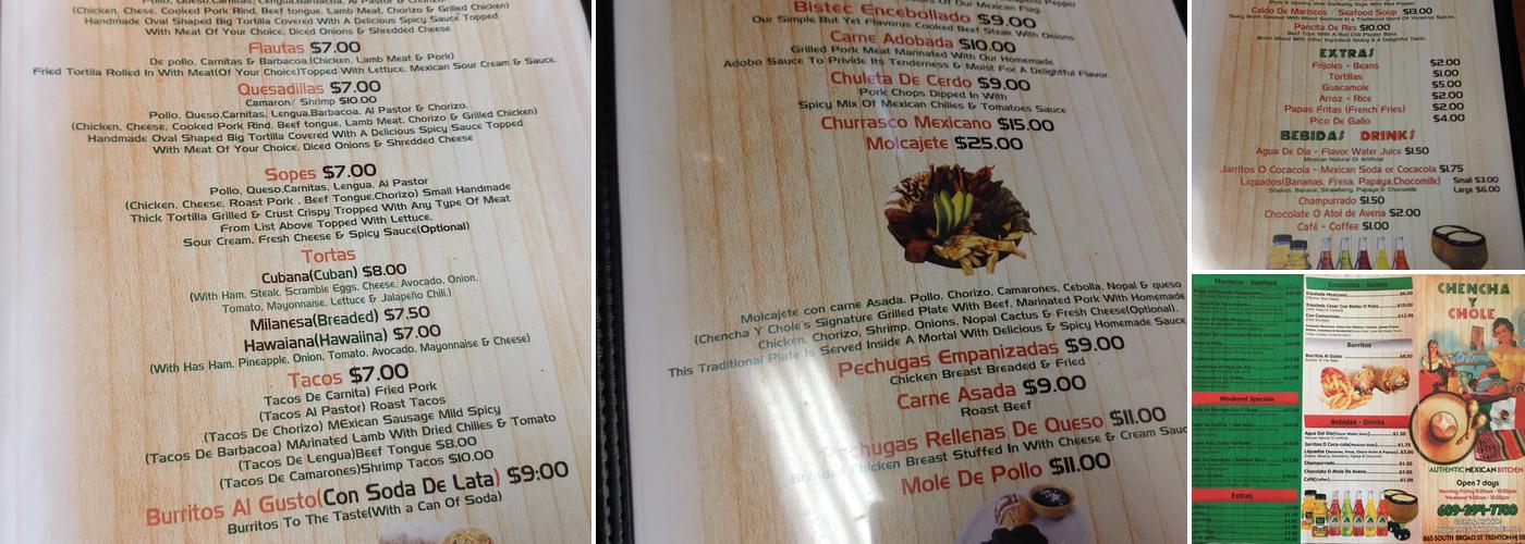 Chencha y Chole Menu