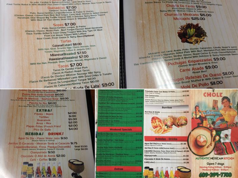 Chencha y Chole Menu