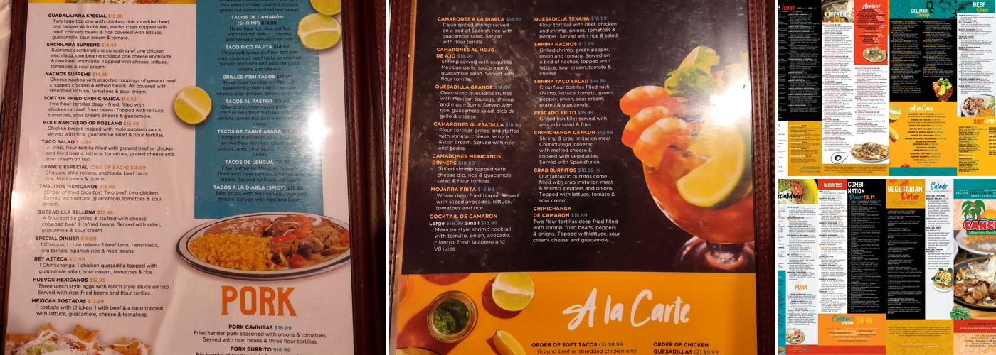 Cancun Menu