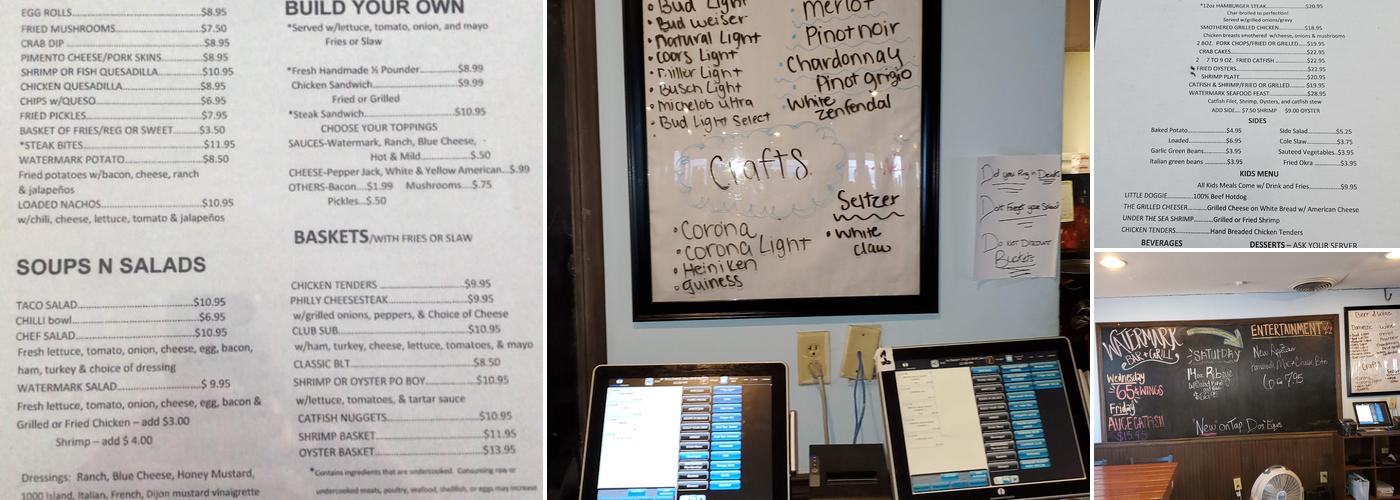 Watermark Bar & Grill Menu