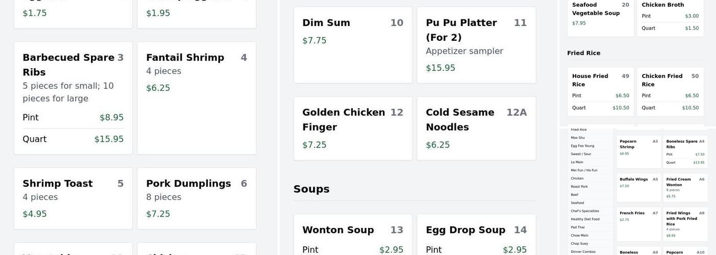 Great Wall Restaurant Menu